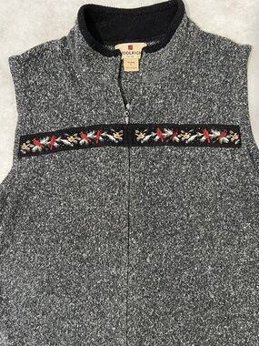 Woolrich Women XL Charcoal Heather Turtleneck Sleeveless Vest Cardinal Grandma